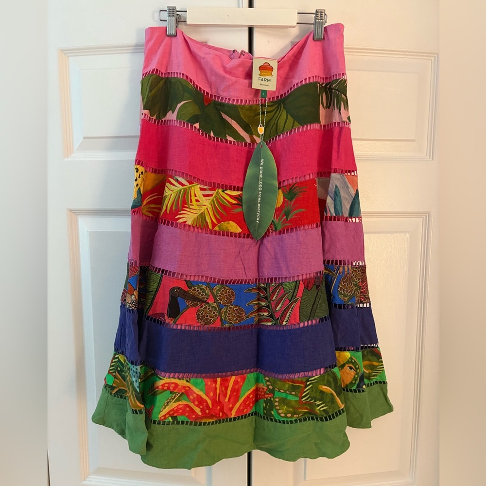 FARM Rio Colorful Striped A-Line Skirt